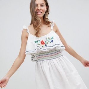 ASOS Embroidered Mini Skater- White